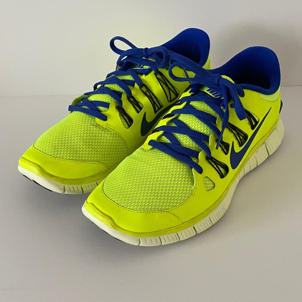 Nike Free 5.0 Men’s Neon Yellow and Royal Blue Sneakers